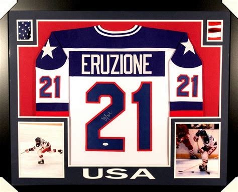 Mike Eruzione Signed Team USA Miracle On Ice 35x43 Custom Framed