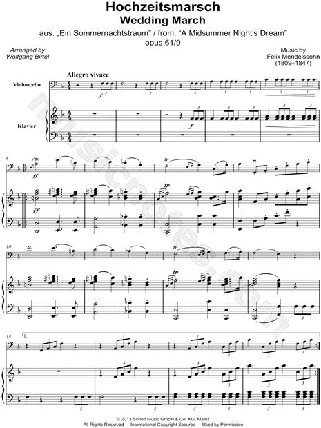 Felix Mendelssohn Wedding March From A Midsummer Nights Dream Op 61