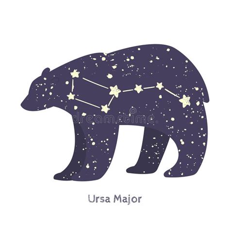 Ursa Major Big Bear Constellation In The Night Starry Sky Stock