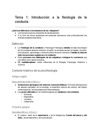 Tema 1 Introduccion A La Fisiologia De La Conducta Pdf