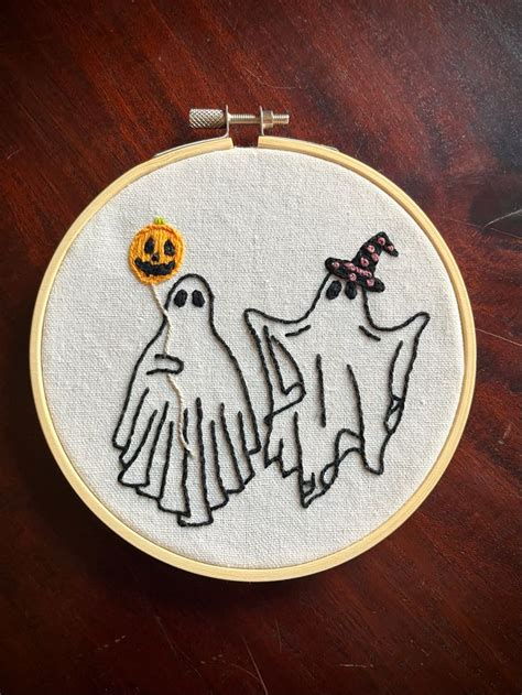 Spooky Ghost Embroidery Halloween Embroidery Halloween Embroidery