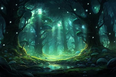 Premium AI Image | An Anime Animals Magical Forest with Mystical Creatures