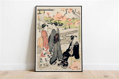 Japanische Kunstdruck Japanische Frauen In Kimono Von Eishi Etsy