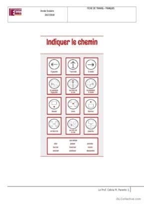 12 Indiquer une direction le chemin Français FLE fiches pe