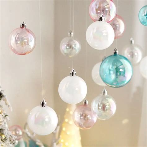 12 24pcs 3 5 6cm Christmas Iridescent Balls Ornaments Christmas Tree Hanging Clear Fillable