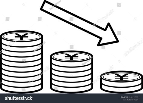 Illustration Decreasing Stack Japanese Yen Coins Stock Vector Royalty