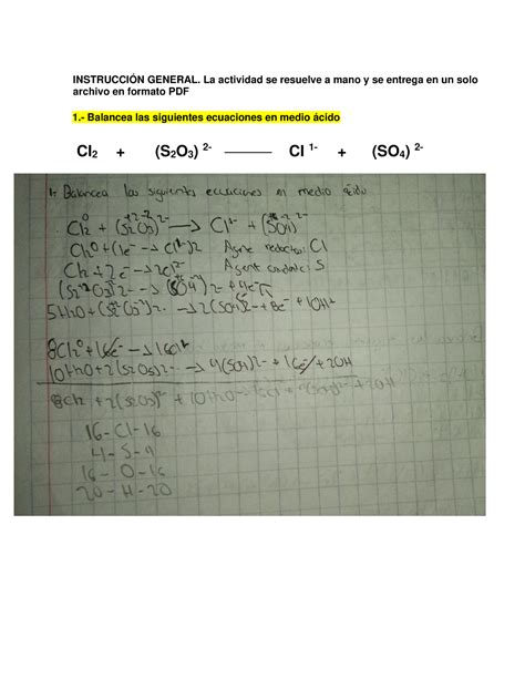 Ejercicios Redox Medio ácido Y Básico InstrucciÓn General La