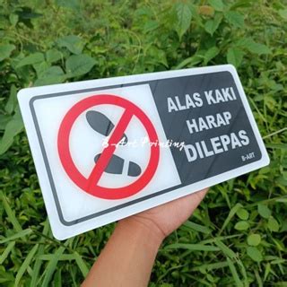 Jual LABEL Sign Alas Kaki Harap Dilepas Akrilik Papan Akrilik Ready