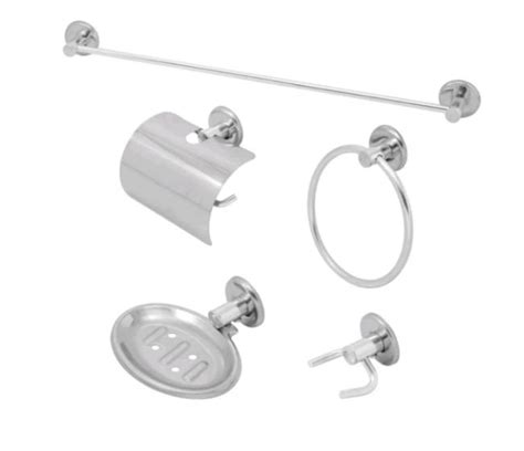 Kit de Metal Acessórios Para Banheiro Aço Inox 5 Peças STANDER HDT