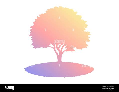 Silhouette Of A Deciduous Tree With Soft Gradient Isolated Vector Illustration Stock Vector