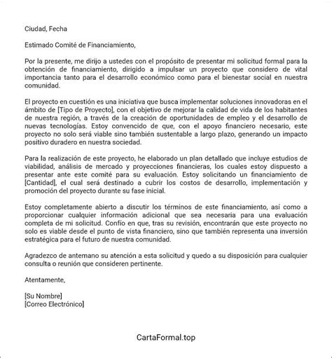 Carta De Presentación De Una Solicitud De Financiamiento Cartas