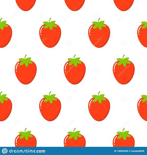 Strawberry Vector Pattern Background Fruit Illustration On White