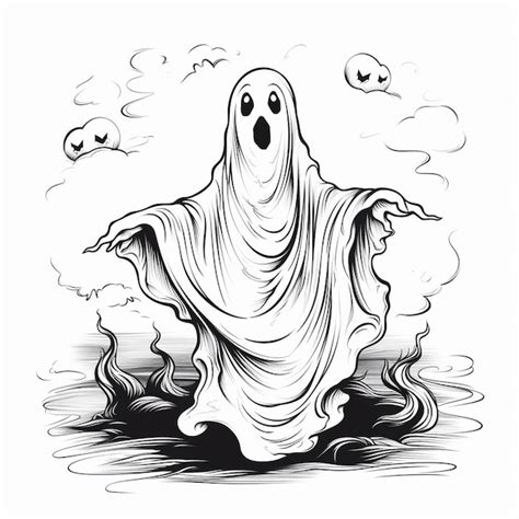 Premium AI Image Smiling HandDrawn Halloween Ghost