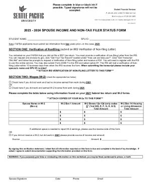 Fillable Online 2023 2024 SPOUSE INCOME AND NON TAX FILER STATUS FORM