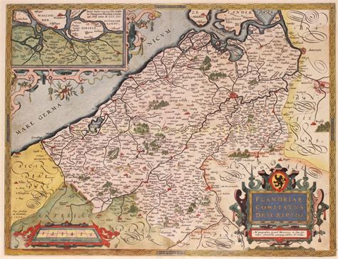 Oude Kaart Vlaanderen E Eeuw Originele Gravure Antieke Prent