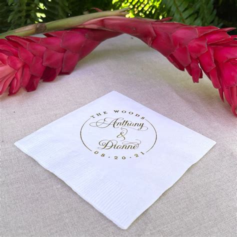 Custom Foil Monogrammed White Napkins Gb Design House