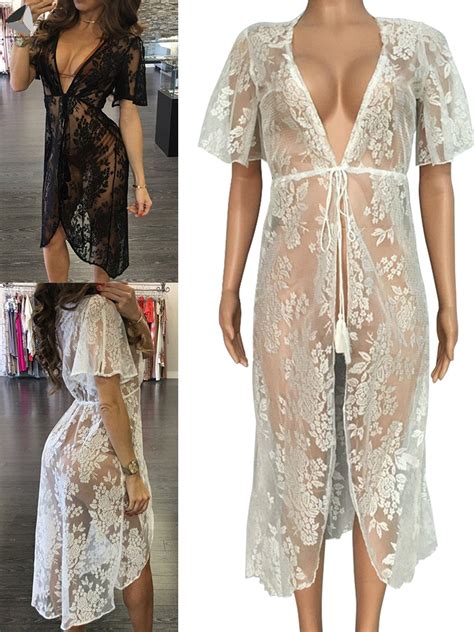 Pullimore Women Sexy Lace Lingerie Open Front Babydoll Nightwear Lace