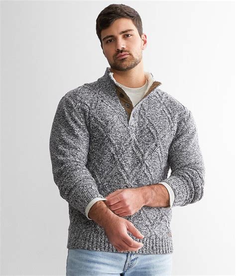 Outpost Makers Cable Knit Henley Sweater Mens Sweaters In Navy Buckle