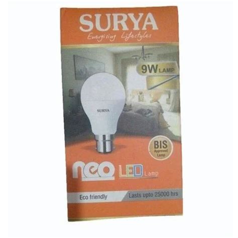 Stainless Steel And Pvc Surya Neo 9W LED Lamp E27 Warm White At Rs