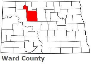 Ward County on the map of North Dakota 2024. Cities, roads, borders and ...