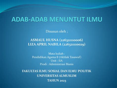 ADAB ADAB MENUNTUT ILMU Revisi Pptx