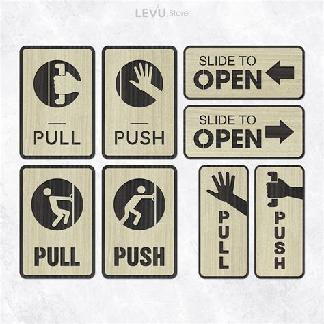 Wooden Push & Pull Door Sign Set, Doorway Signs, Hotel Doors, Office