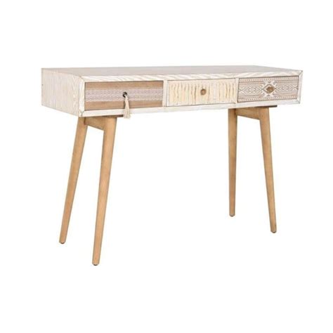 Console DKD Home Decor Sapin Naturel Coton Blanc 120 X 35 X 80 Cm