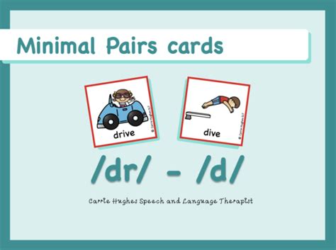 Minimal Pairs Dr Vs D Picture And Word Cards Carrie Hughes Slt