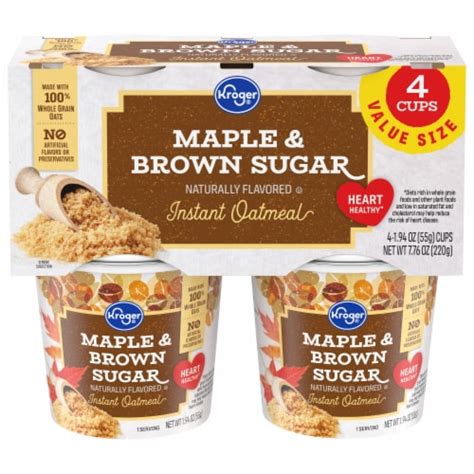 Kroger® Maple And Brown Sugar Instant Oatmeal Cups 4 Ct 1 94 Oz Kroger