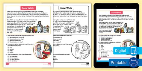 Snow White Reading Passage Comprehension Activity - Twinkl