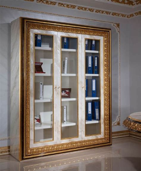 Casa Padrino Luxus Barock Bücherschrank Weiß Dunkelbraun Gold