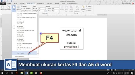 Cara Menambahkan Ukuran Kertas F Dan A Di Word Tutorial Youtube