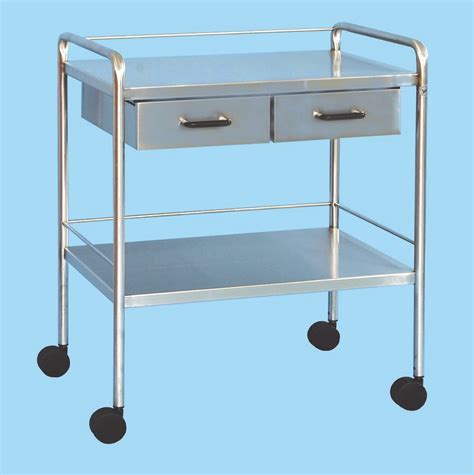 Two Drawer Surgery Dressing Trolley Safety And Mobility