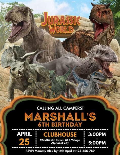 Jurassic Park Camp Cretaceous Invitation Template Postermywall