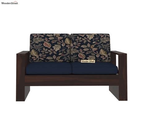 Buy Winster 2 Seater Wooden Sofa Walnut Indigo Dusky Leaf At 44 OFF