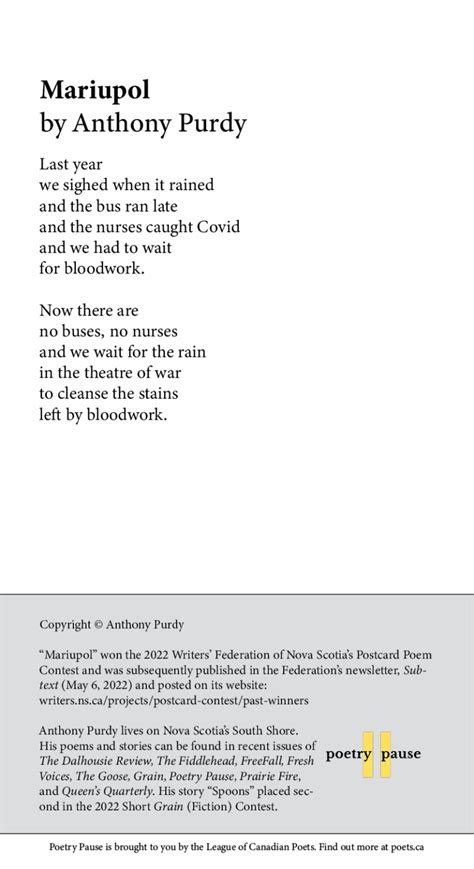 Mariupol By Anthony Purdy League Of Canadian Poets