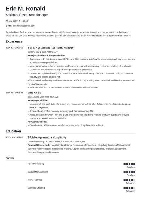 27 Restaurant Skills Resume Examples For Your Learning Needs