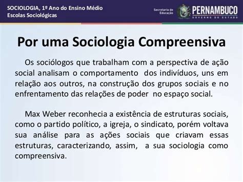 Sociologia Escolas Sociologicas