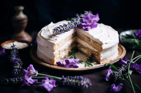 Premium Photo Dreamy Lavender Earl Grey Cake With Lavender Buttercream