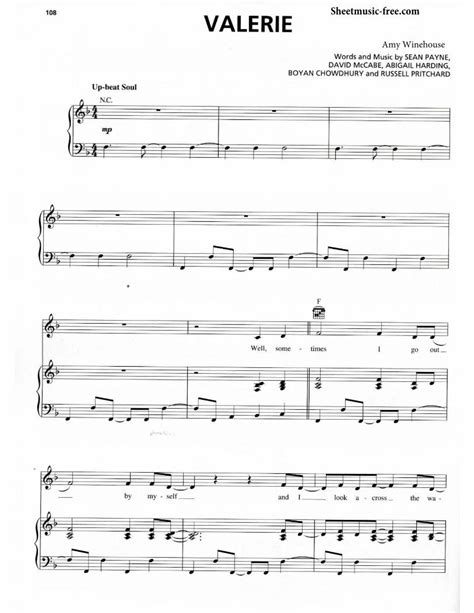 Pdf Valerie Sheet Music Amy Winehouse The Piano Notes Dokumentips