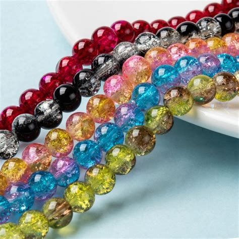 Two Tone Crackle Glass Beads Strands In Glass Beads Bead Strand