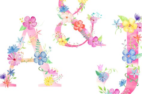 Pink Floral Alphabet By Cornercroft Thehungryjpeg