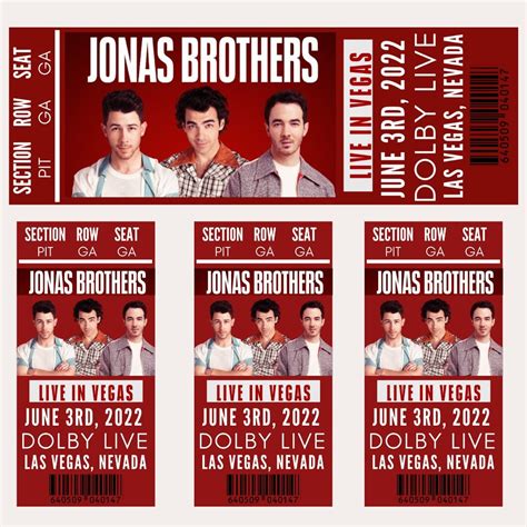 Jonas Brothers las Vegas Residency Concert Ticket Printable - Etsy