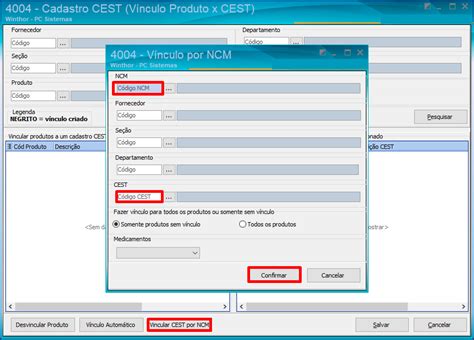 Wint Como Vincular C Digo Cest Por Ncm Especifico Na Rotina