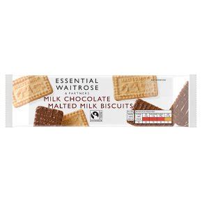 essential Waitrose milk chocolate malted milk biscuits | Waitrose & Partners