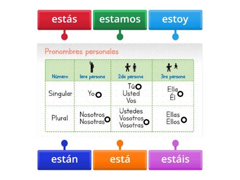 Verbo Estar Labelled Diagram