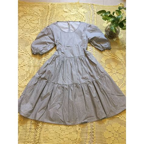 Vestido Midi Manga Bufante Shopee Brasil