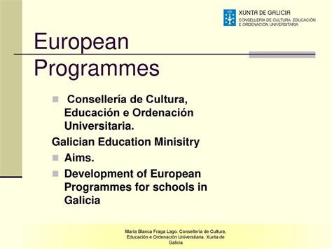 European Programmes Conseller A De Cultura Educaci N E Ordenaci N