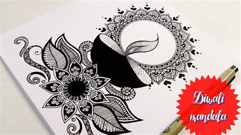 Diwali Mandala Art For Beginners Diya Mandala Art Diya Drawing