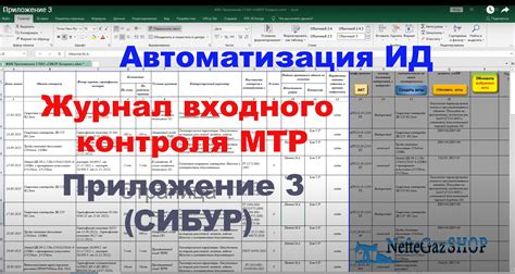 Журнал входного контроля (приложение 3, ПАО «СИБУР Холдинг»)